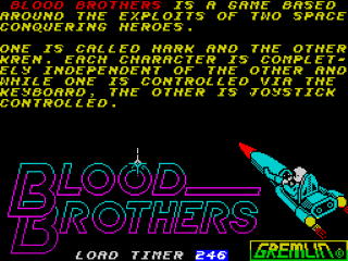 Blood Brothers title screen for ZX Spectrum